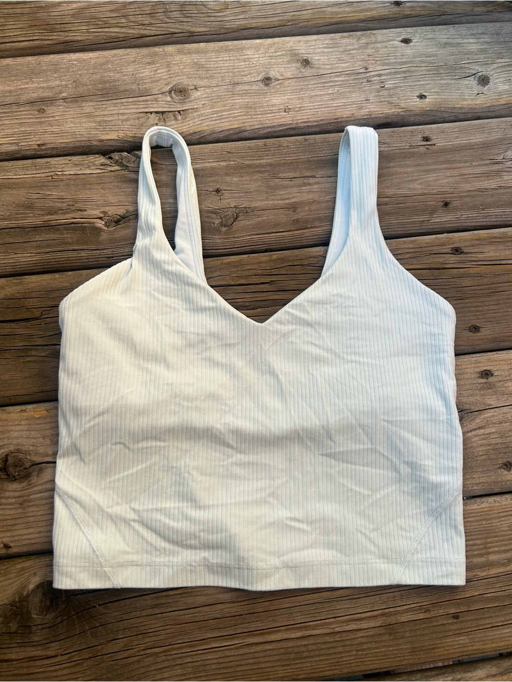 lululemon athletica Baby Blue Ribbed V-Neck Crop Top